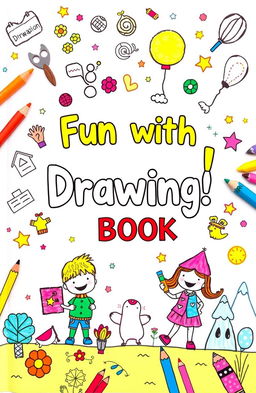 A beautifully illustrated cover for a children's drawing book, featuring an inviting and colorful design