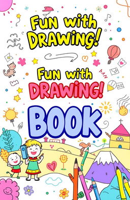 A beautifully illustrated cover for a children's drawing book, featuring an inviting and colorful design