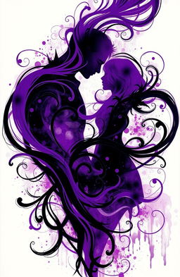 An abstract conceptual artwork titled 'FATE', predominantly in shades of purple and black