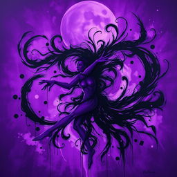 An abstract piece titled 'FATE', crafted in a rich palette of purple and black