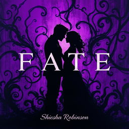 An evocative artwork titled 'FATE', featuring a striking contrast of purple and black