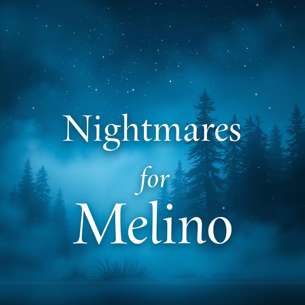 An atmospheric book cover design titled 'Nightmares for Melinoë', featuring deep blue and light blue shades that capture the essence of winter and darkness