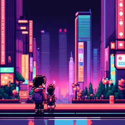 Pixel art profile picture featuring a neon-lit Tokyo cityscape at night with skyscrapers, Tokyo Tower, and bustling streets.