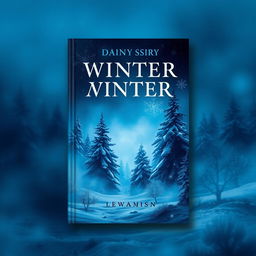 A captivating book cover design featuring rich blue and light blue tones that evoke a chilling winter atmosphere