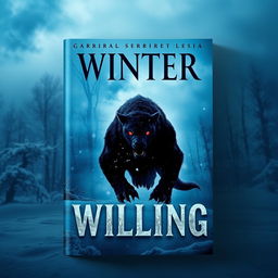 A striking book cover design featuring a dark winter theme with blue and light blue shades, titled appropriately for a chilling narrative