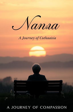 A somber yet hopeful book cover design for a novel titled 'Nana' exploring the theme of euthanasia