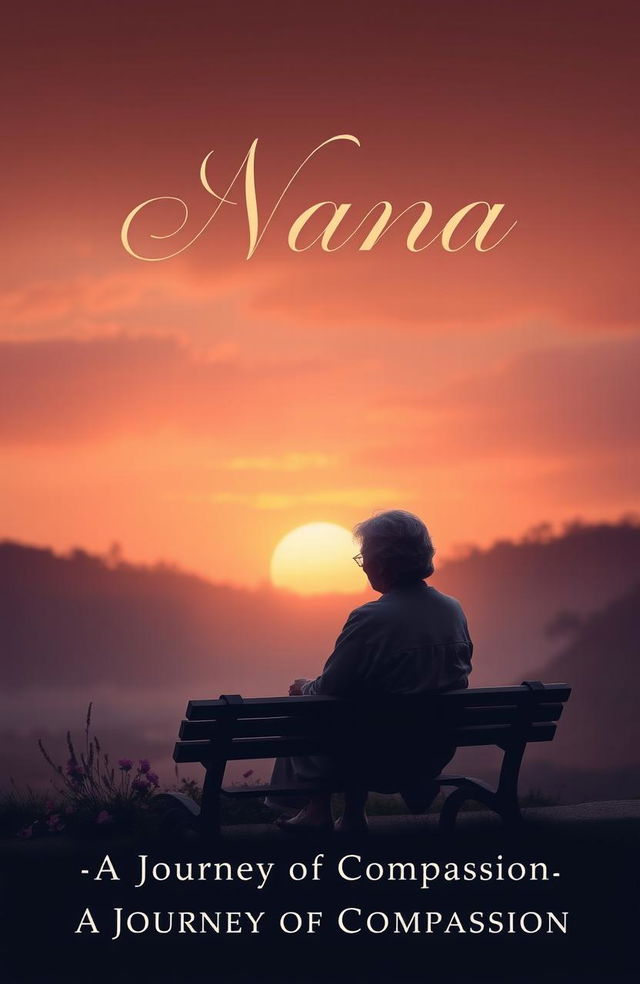 A somber yet hopeful book cover design for a novel titled 'Nana' exploring the theme of euthanasia