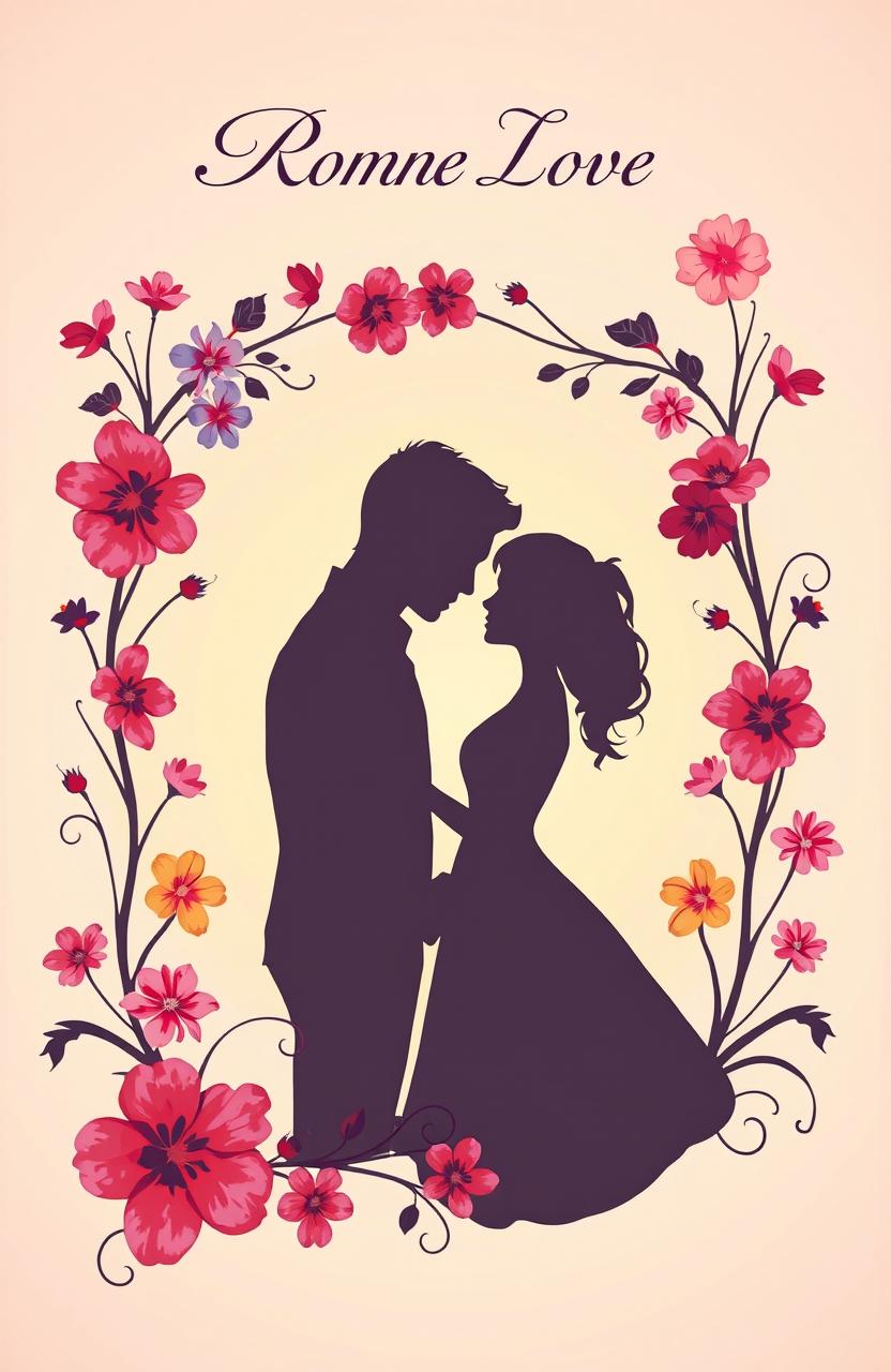 A romantic book cover featuring a silhouette design, with soft, flowing lines