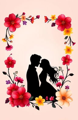 A romantic book cover featuring a silhouette design, with soft, flowing lines