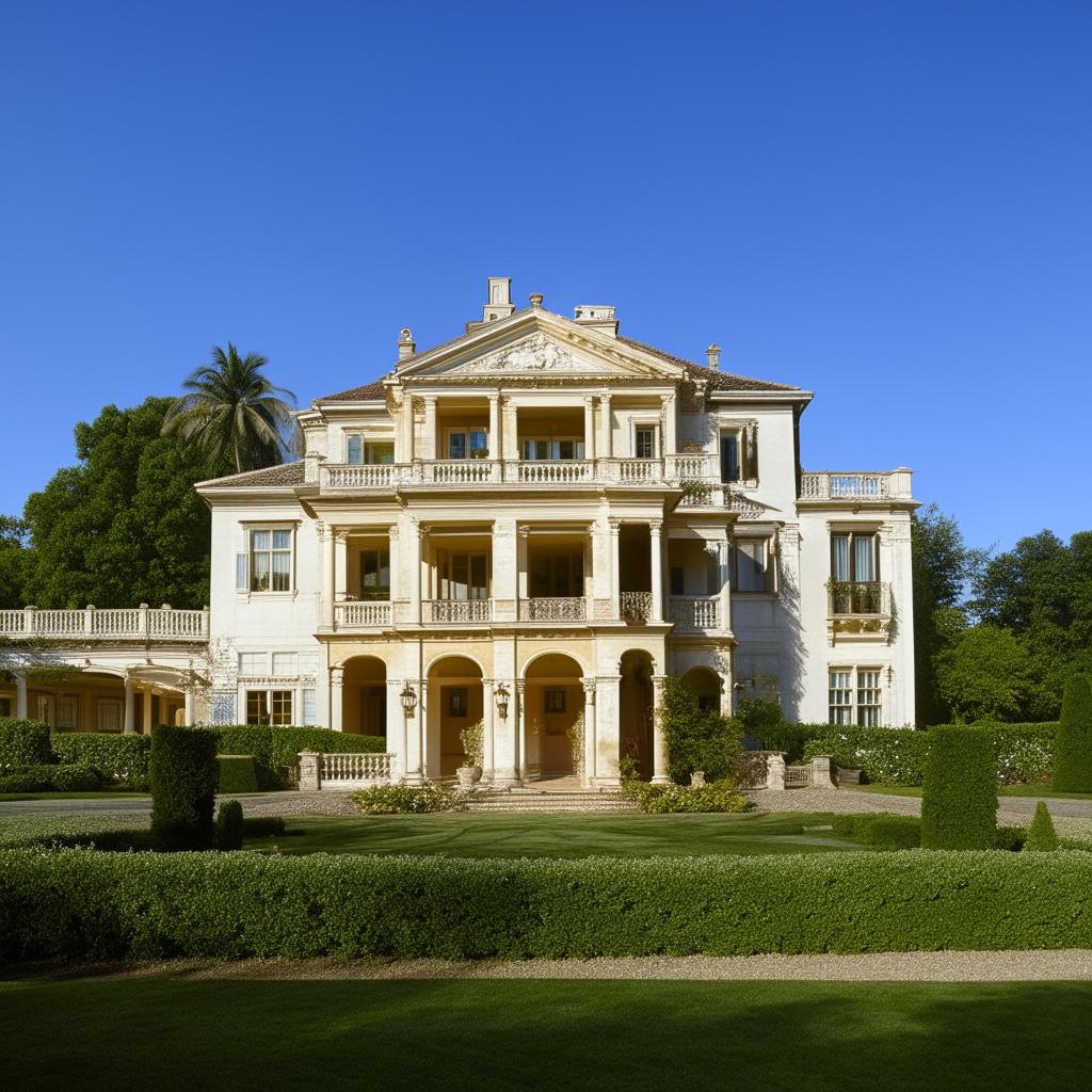 A large, old, two-story mansion indicating wealth and opulence