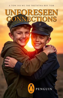 A heartfelt scene of two military boys embracing in a warm hug, showcasing their strong bond and friendship