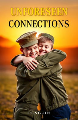 A heartfelt scene of two military boys embracing in a warm hug, showcasing their strong bond and friendship