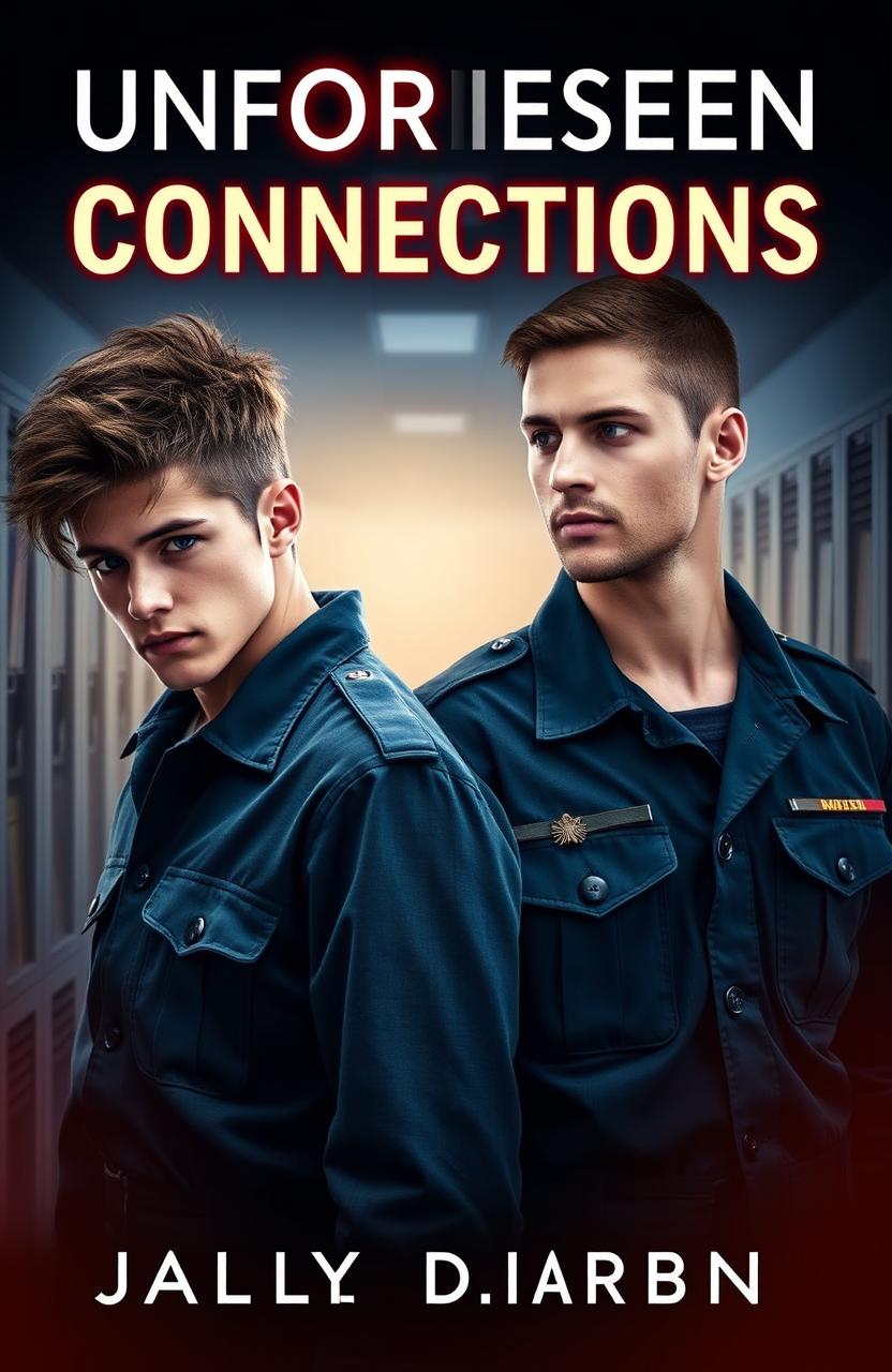 A captivating book cover featuring two young men in military uniforms standing side by side