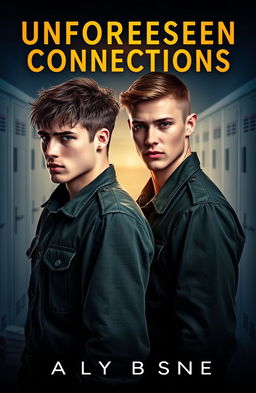 A captivating book cover featuring two young men in military uniforms standing side by side