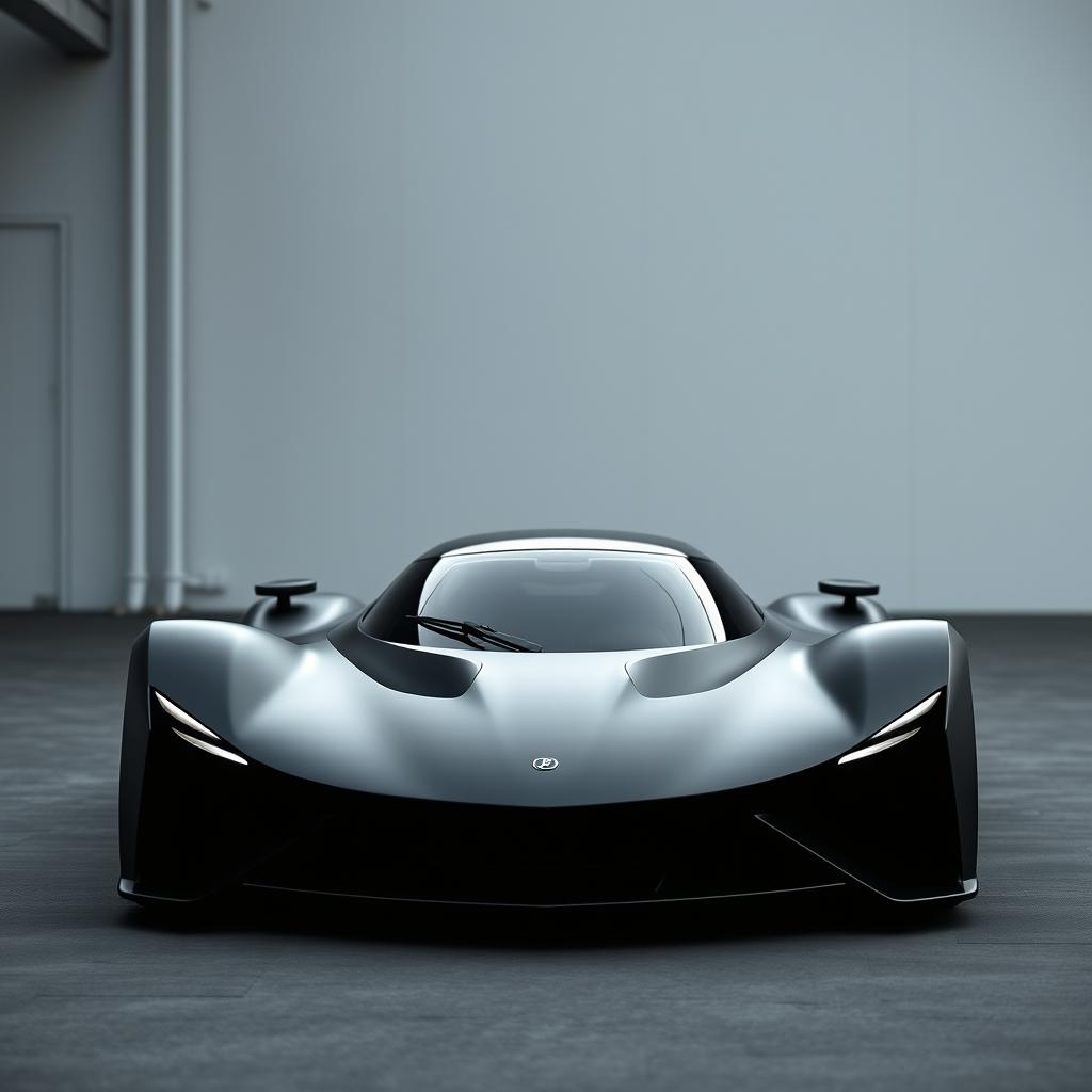 A minimalist hypercar design emphasizing sleek, clean lines and a futuristic form