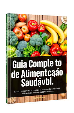 A beautifully designed cover for a health and nutrition guide titled 'Guia Completo de Alimentação Saudável'