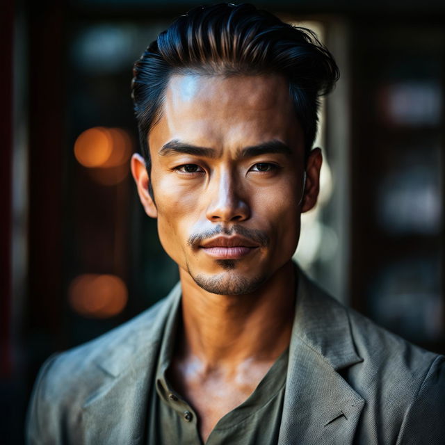 Portrait of a handsome Waisian man shot at 100mm with Canon EOS R5: Canon RF 100mm f/2.8L Macro IS USM at f/8 aperture.