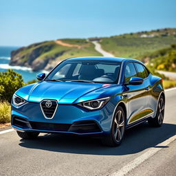 A sleek and modern 2024 Lancia Fulvia, showcasing a blend of retro and contemporary design elements
