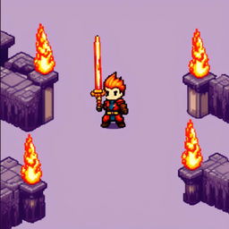 Pixel art profile picture featuring a standalone flame sword with no people.