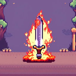 Pixel art profile picture featuring a standalone flame sword with no people.