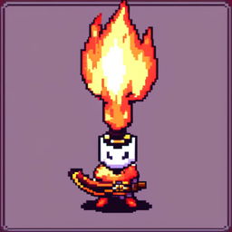 Pixel art profile picture featuring a standalone flame sword with no people.