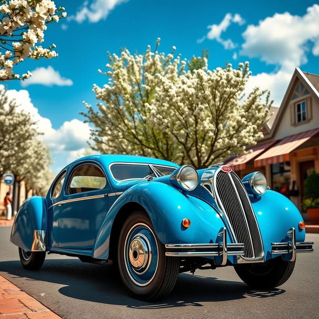 A strikingly designed Bugatti 2CV, showcasing a blend of classic elegance and modern flair