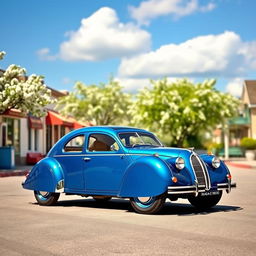 A strikingly designed Bugatti 2CV, showcasing a blend of classic elegance and modern flair