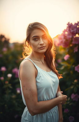 A beautiful, contemplative scene that symbolizes the theme of 'between scars and new beginnings'