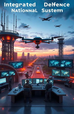 A visually stunning representation of an integrated national defense system, showcasing a modern and high-tech approach to security