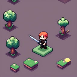 Pixel art profile picture featuring a standalone sword with no people, set against a fantasy background.