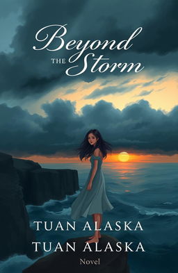 A poignant book cover design for a novel titled "Beyond the Storm" written by Tuan Alaska