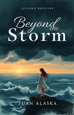 A poignant book cover design for a novel titled "Beyond the Storm" written by Tuan Alaska