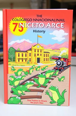 A vibrant book cover illustrating the history of Colegio Nacional Aniceto Arce, celebrating 75 years