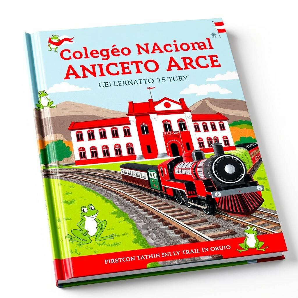 A vibrant book cover illustrating the history of Colegio Nacional Aniceto Arce, celebrating 75 years