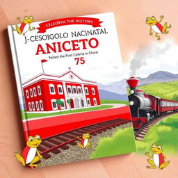 A vibrant book cover illustrating the history of Colegio Nacional Aniceto Arce, celebrating 75 years