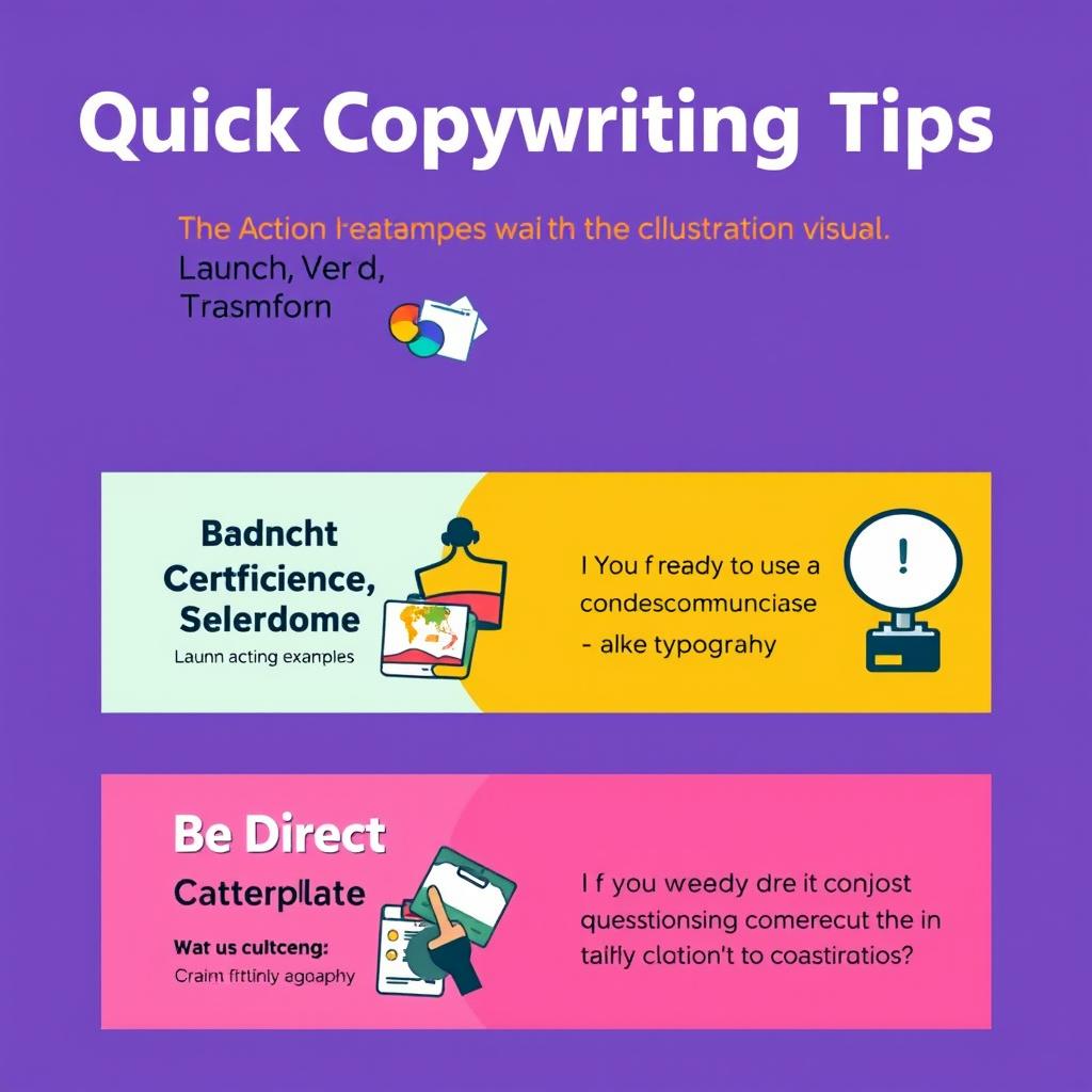 A carousel post featuring quick copywriting tips, each slide showcasing one tip with relevant visual examples