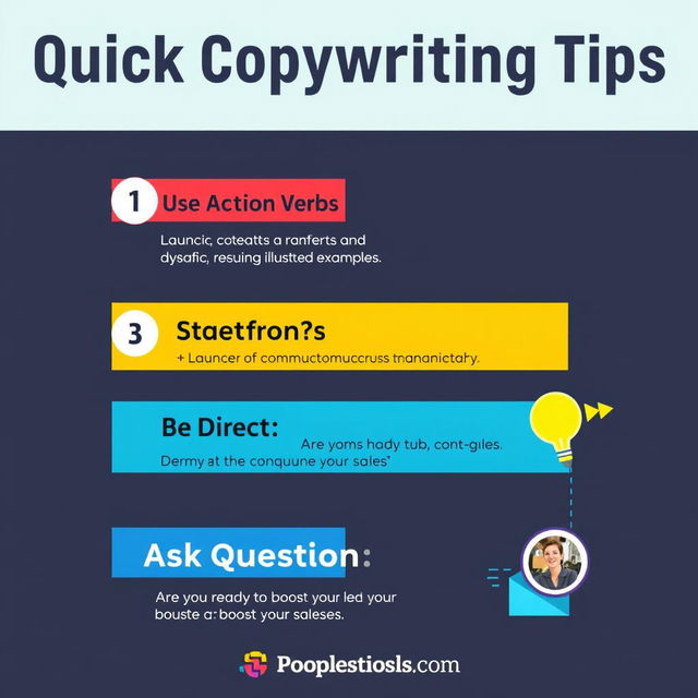 A carousel post featuring quick copywriting tips, each slide showcasing one tip with relevant visual examples