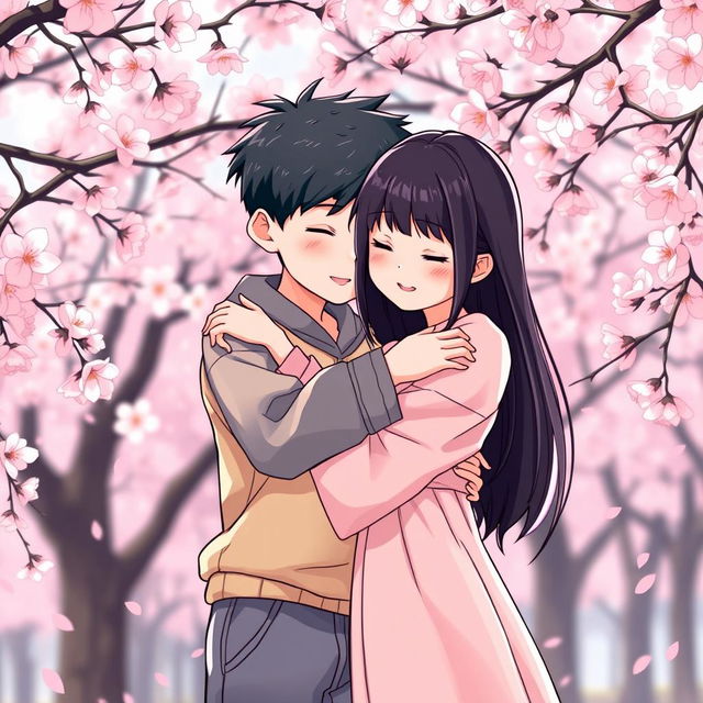 A heartwarming scene of a Japanese brother and sister sharing a loving embrace, showcasing the deep bond between them