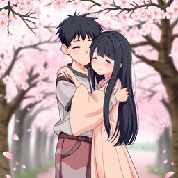A heartwarming scene of a Japanese brother and sister sharing a loving embrace, showcasing the deep bond between them