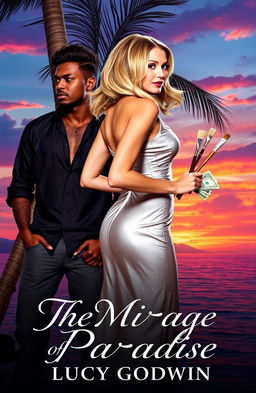 A captivating book cover illustrating a sunset over Puerto Vallarta Bay, with vibrant hues of orange, pink, and purple reflecting on the water