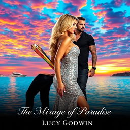 A vibrant and captivating book cover featuring a Puerto Vallarta bay sunset in the background, with a kaleidoscope of warm colors illuminating the sky