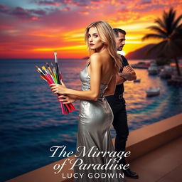 A vibrant and captivating book cover featuring a Puerto Vallarta bay sunset in the background, with a kaleidoscope of warm colors illuminating the sky