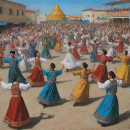 An artistic representation of the Nauryz festival celebrations