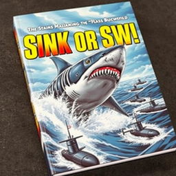 A striking book cover titled 'Sink or Swim', featuring a dramatic illustration that captures the essence of survival in a marine battlefield