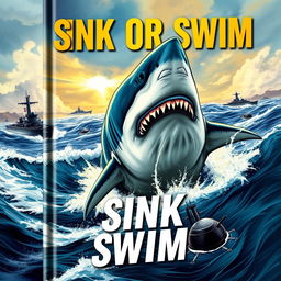 A striking book cover titled 'Sink or Swim', featuring a dramatic illustration that captures the essence of survival in a marine battlefield