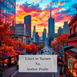 A stunning cover design for a novel featuring a vibrant urban city background
