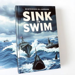 A captivating book cover titled 'Sink or Swim', featuring an intense marine scene