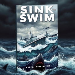 A captivating book cover titled 'Sink or Swim', featuring an intense marine scene
