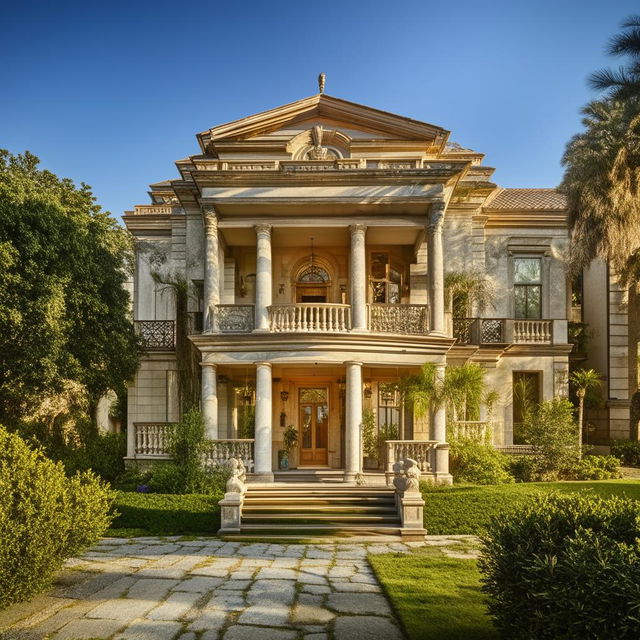 A luxurious, large, two-story, old house