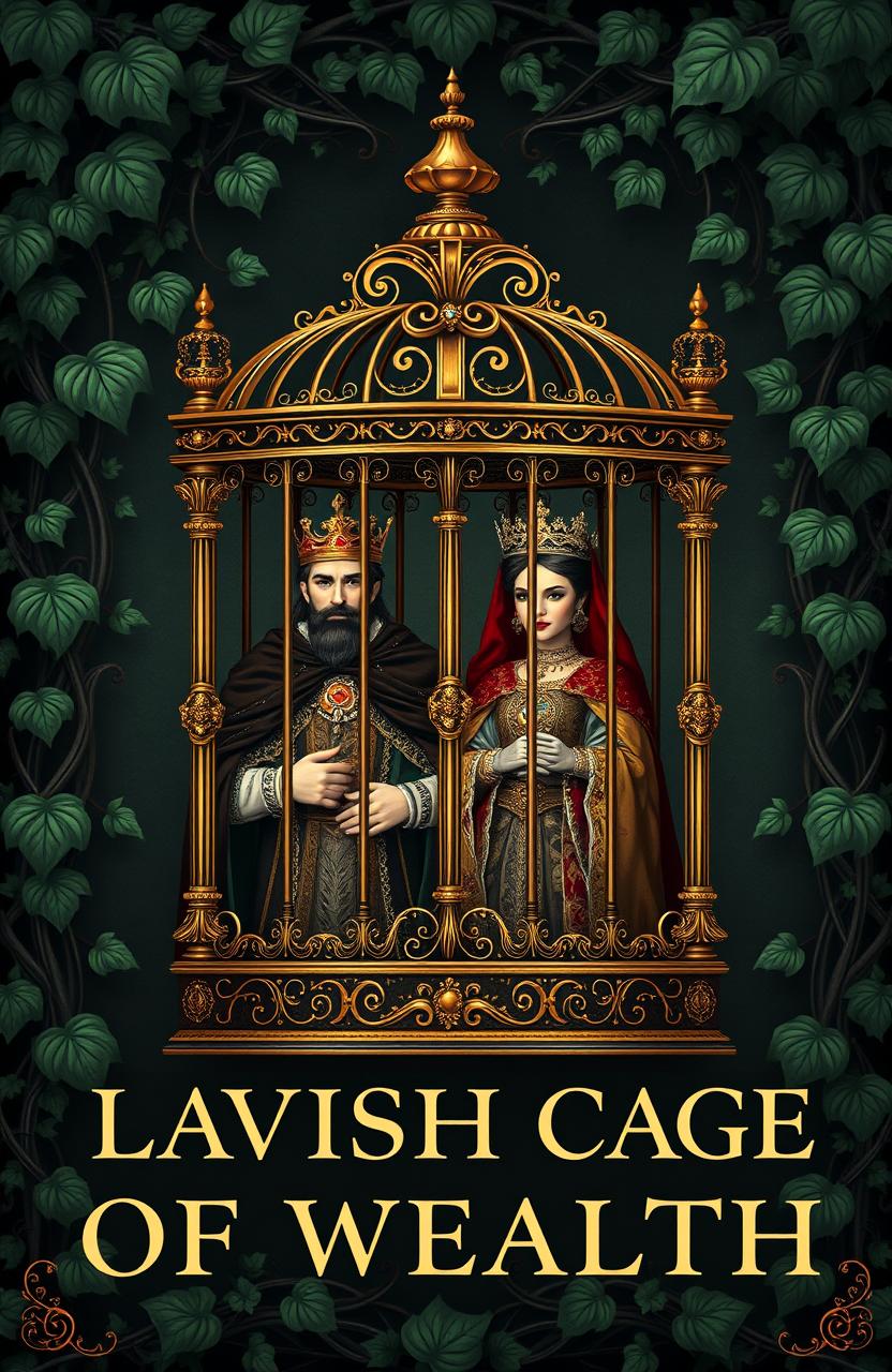 A front cover design for a book titled 'The Lavish Cage of Wealth'